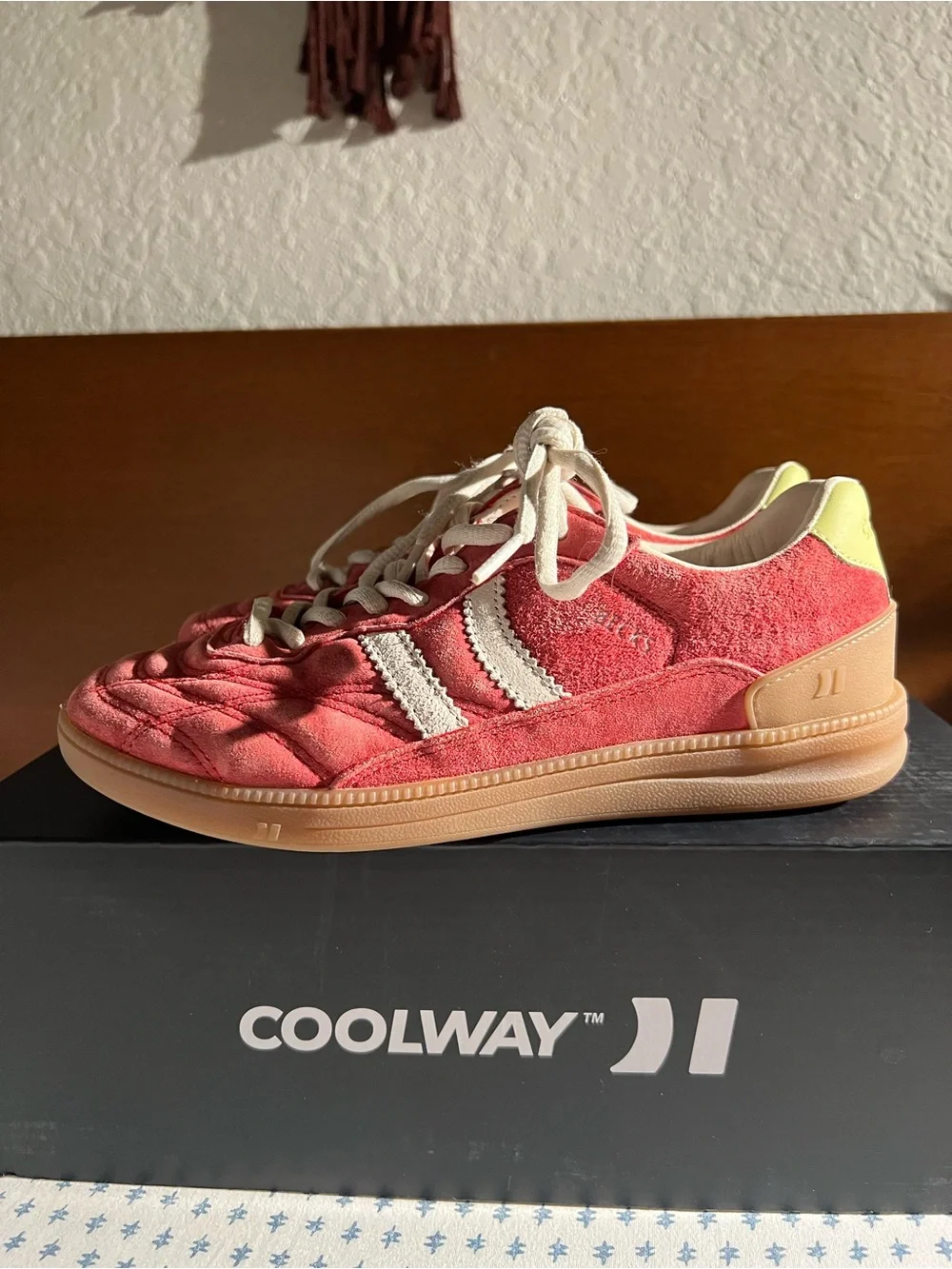 Coolway Becks X Sneakers Suede Red/ Yellow Sneakers with White Stripes